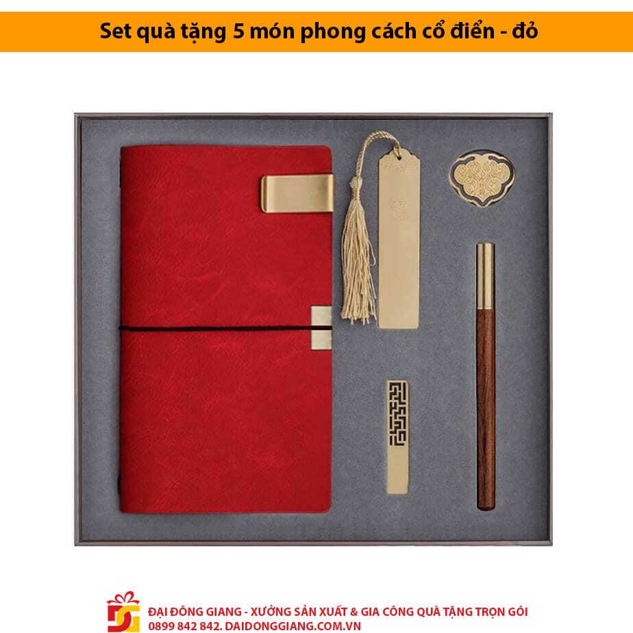 Set quà tặng 5 món phong cách cổ điển - đỏ