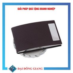 Brown Leather PU & kim loại chủ thẻ kinh doanh