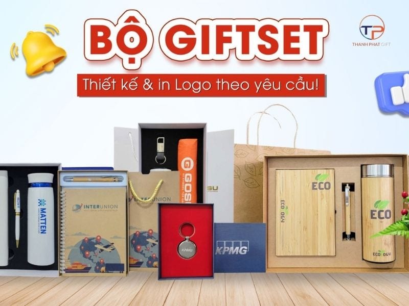 Bộ giftset in logo thương hiệu