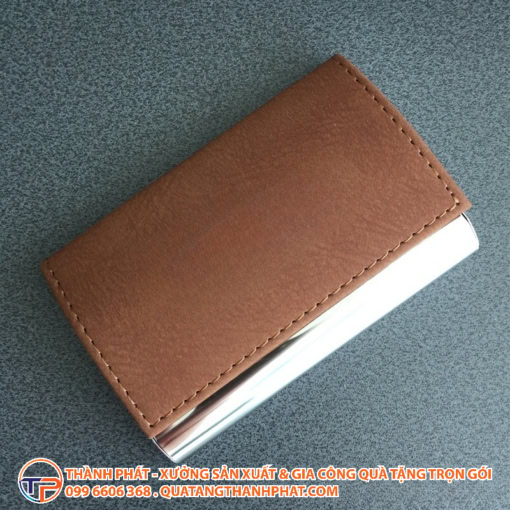 Hộp namecard da thủ công màu nâu bc12 - ảnh 3