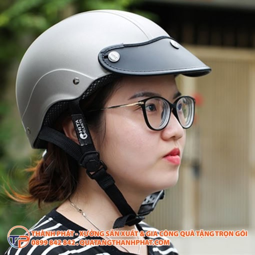 Nón bảo hiểm 1/2 in logo doanh nghiệp bh02 - ảnh 3