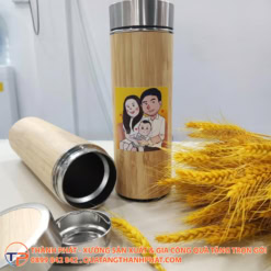 Bình giữ nhiệt vỏ tre in khắc theo yêu cầu  BGN6214