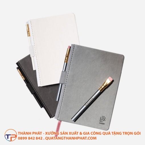 Sổ tay da in chìm logo cao cấp active