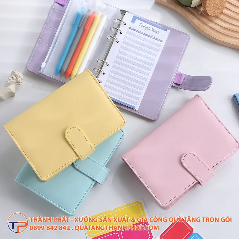 Sổ Tay Da Màu Pastel Có Ngăn Đa Năng Abunden 27 So tay da mau pastel sang trong 1