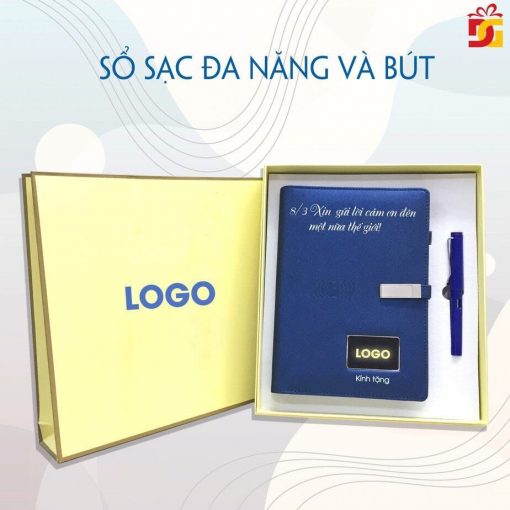 Bộ quà tặng excited: sổ sạc đa năng và bút 1