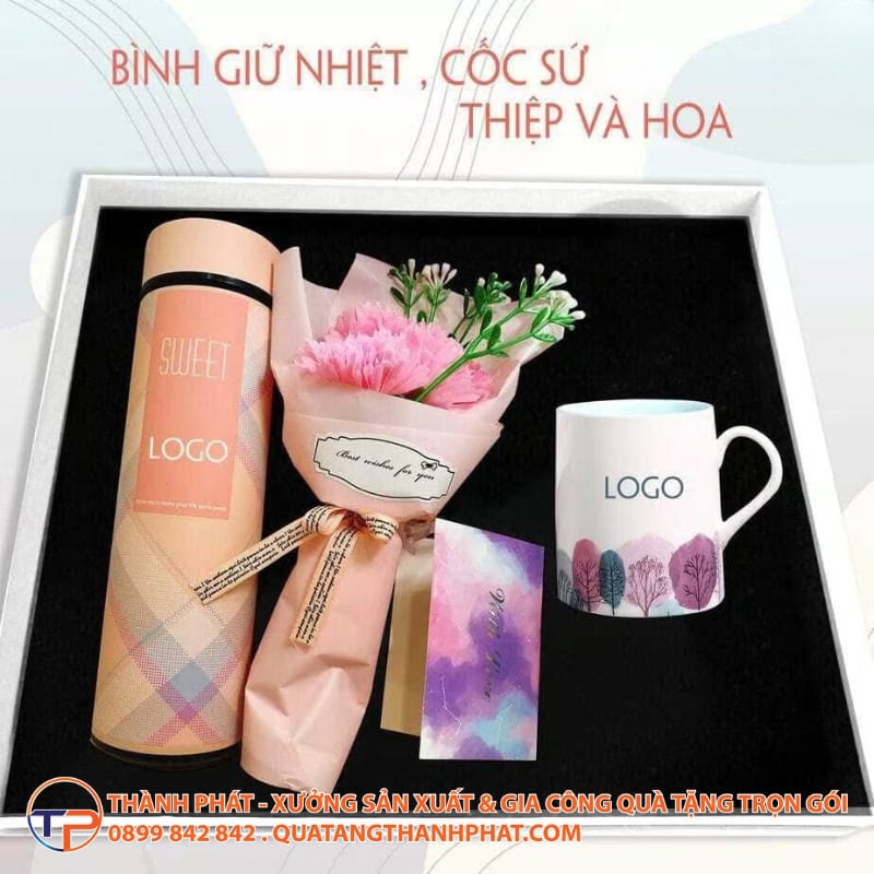 Bộ Quà Tặng Beauty: Bình Giữ Nhiệt, Cốc Sứ, Thiệp Và Hoa 15 Bo qua tang beauty binh giu nhiet coc su thiep va hoa sang trong