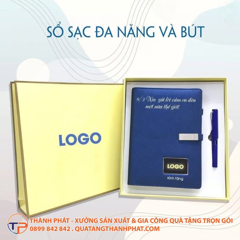 Bộ Quà Tặng Excited: Sổ Sạc Đa Năng Và Bút 17 Bo qua tang excited so sac da nang va but hien dai