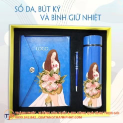 Bộ quà tặng Lovely: Sổ da, bút ký và bình giữ nhiệt