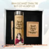 Bộ Quà Tặng Nature: Bình Giữ Nhiệt Vỏ Tre, Bút Gỗ Và Hộp Gỗ Đựng Danh Thiếp 37 Bo qua tang nature binh giu nhiet vo tre but go va hop go dung danh thiep sang trong