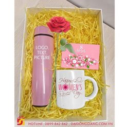 Bộ quà tặng Gorgeous: Bình giữ nhiệt, cốc sứ, thiệp và hoa