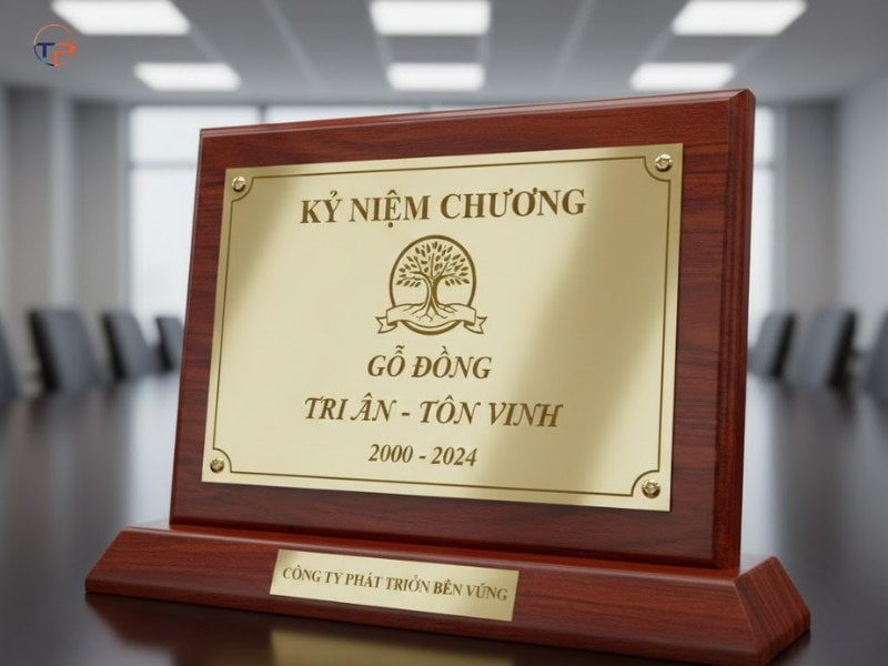Top 5+ Mẫu Kỷ Niệm Chương In Logo Quà Tặng Đẹp, Độc Đáo 16 Kỷ niệm chương gỗ đồng