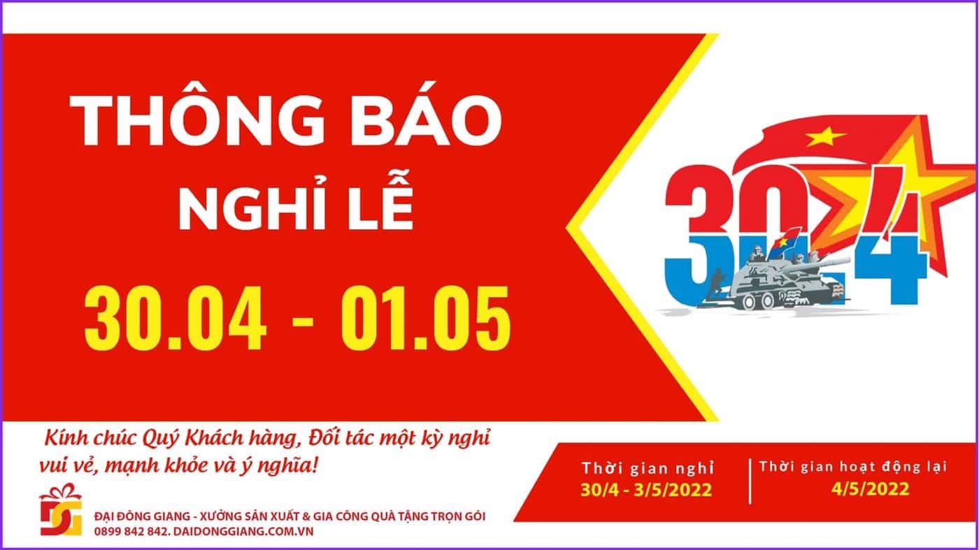 Lịch nghỉ lễ 30/4 - 1/5/2022 - thành phát