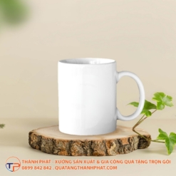 Ly sứ trụ trắng quai C in logo ls05