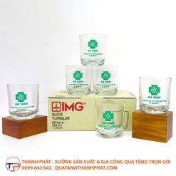 Ly thủy tinh bầu lùn in logo LT07