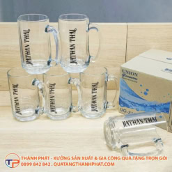 Ly thủy tinh bầu trung in logo LT08