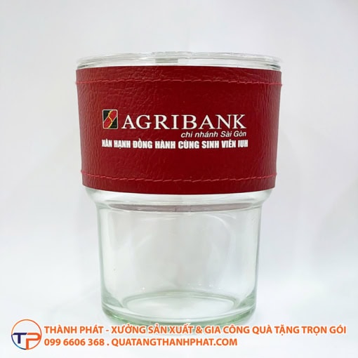 Ly thủy tinh bọc da kèm ống hút có in logo ctt282 - ảnh 6