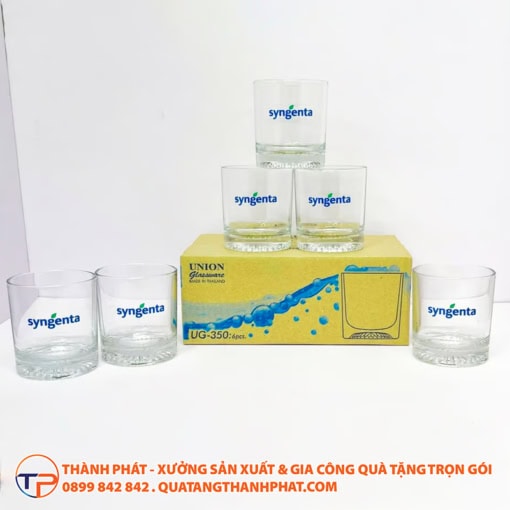 Bộ ly thủy tinh 6 cái in logo lt02