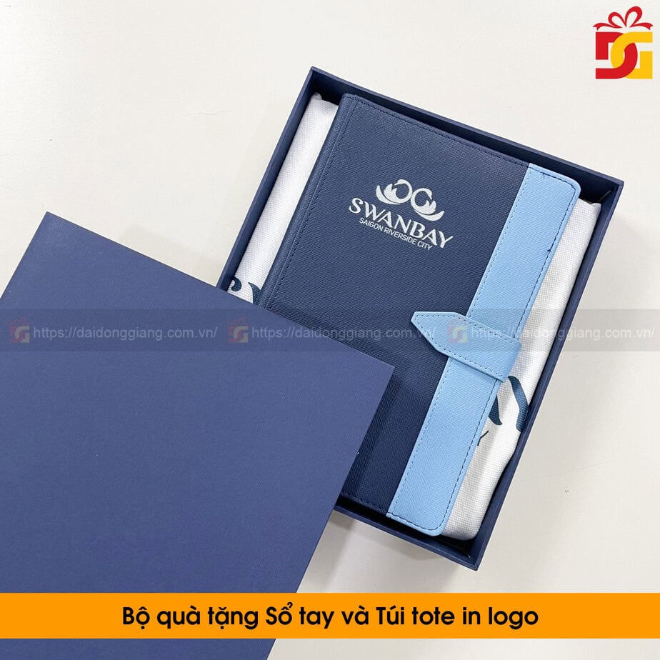 Bộ quà tặng sổ tay và túi tote in logo