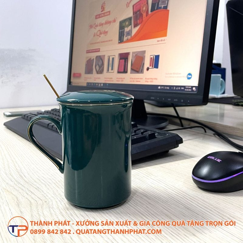 Ly Sứ Thân Cao Có Nắp Muỗng Vàng Ls08 15 Ly sứ thân cao có nắp muỗng vàng ls08 - ảnh 6