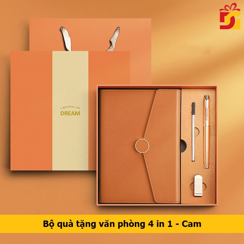 Bộ quà tặng văn phòng 4 in 1 - cam