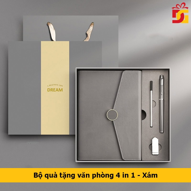 Bộ quà tặng văn phòng 4 in 1 - xám