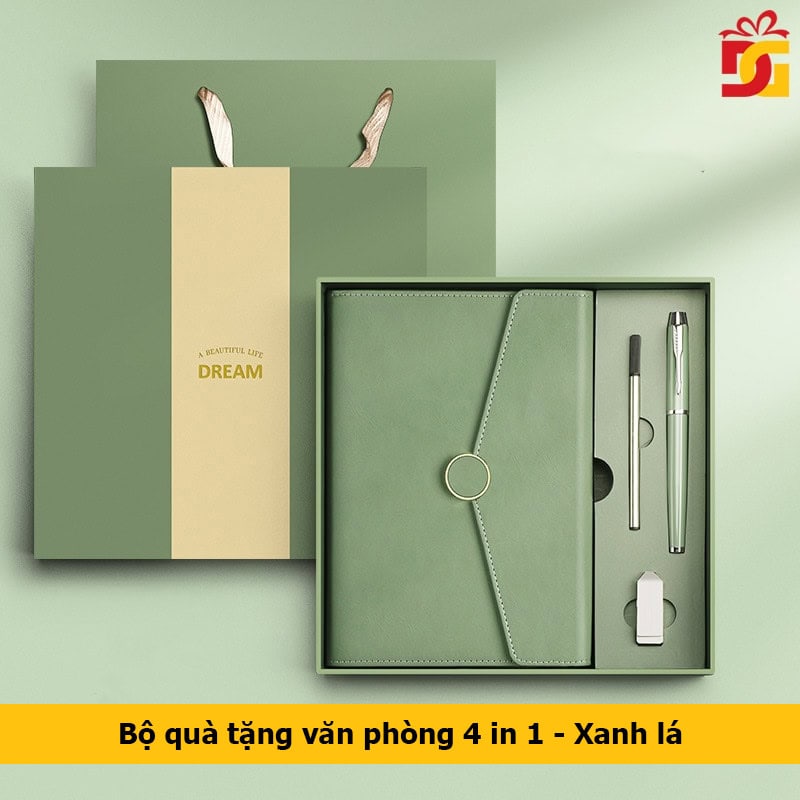 Bộ quà tặng văn phòng 4 in 1 - xanh lá