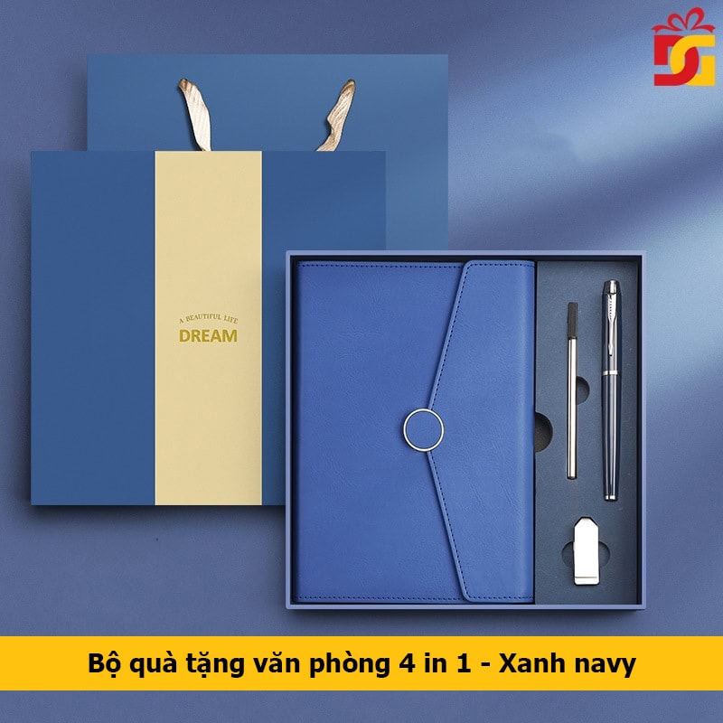 Bộ quà tặng văn phòng 4 in 1 - xanh navy