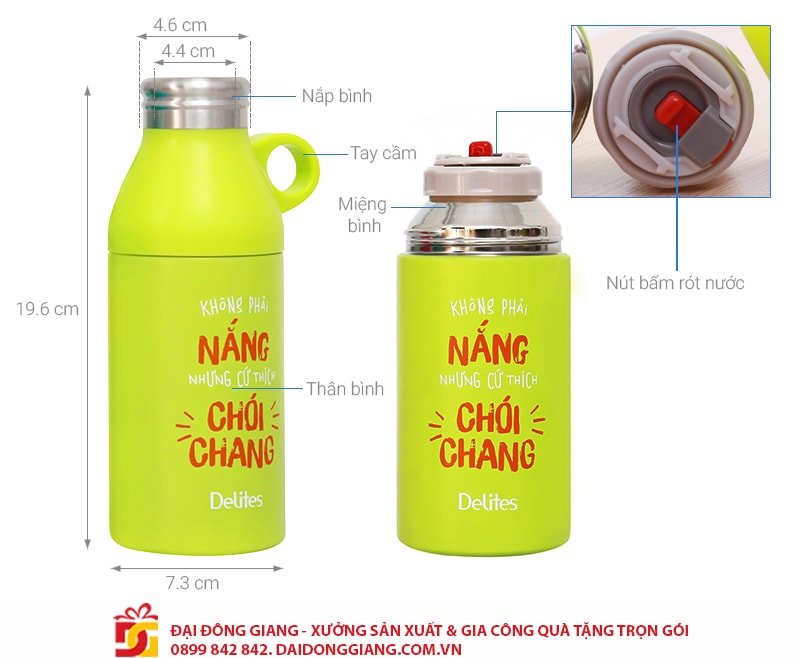 Binh giu nhiet inox 300 ml delites qe 0036