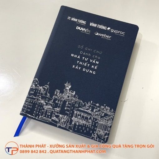 Sổ tay bìa da logo ép kim