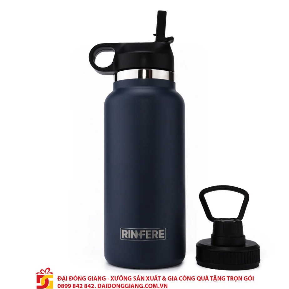 Bình giữ nhiệt rinfere với combo 2 nắp, dụng cụ vệ sinh ống hút (950ml)