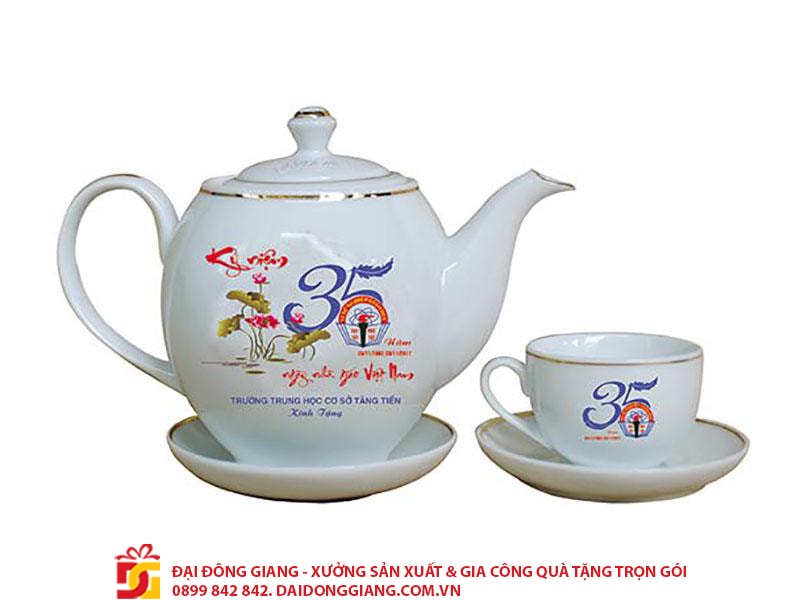 Bộ ấm trà in logo trường