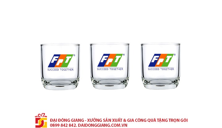 Bộ ly thủy tinh in logo trường