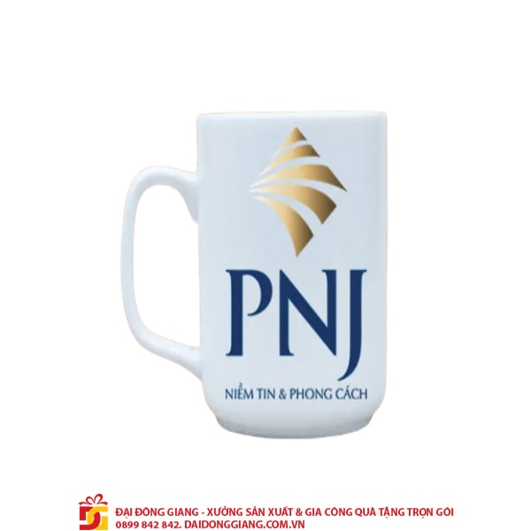 Ly sứ quà tặng bát tràng in logo pnj