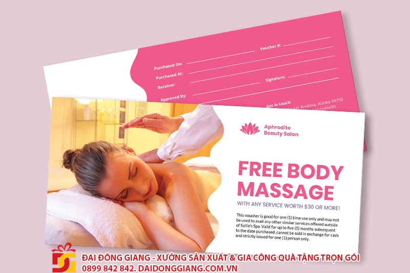 Voucher massage, spa