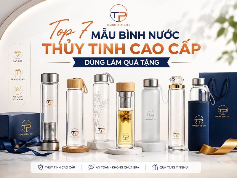 Bình nước thủy tinh làm quà tặng