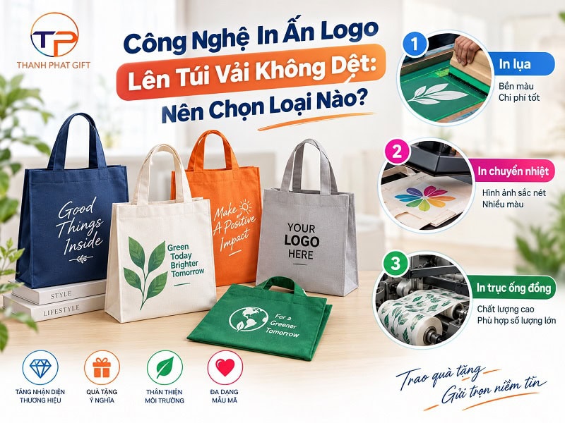 Top 5 Mẫu Túi Vải Không Dệt In Ấn Làm Quà Tặng Đẹp, Ấn Tượng 17 Cong nghe in logo len tui vai khong det