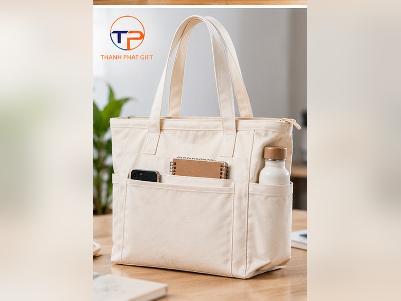 Top 7 Mẫu Túi Vải Tote In Ấn Làm Quà Tặng Đẹp, Ấn Tượng 17 Tui xach canvas co khoa keo