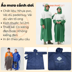 Trang Chủ 90 Alternative view of áo mưa cánh dơi vải dù in logo a04