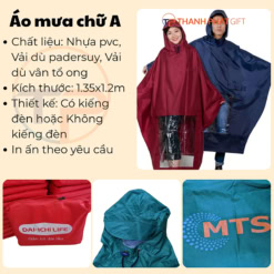 Alternative view of áo mưa chữ a có bóng kính in logo a03