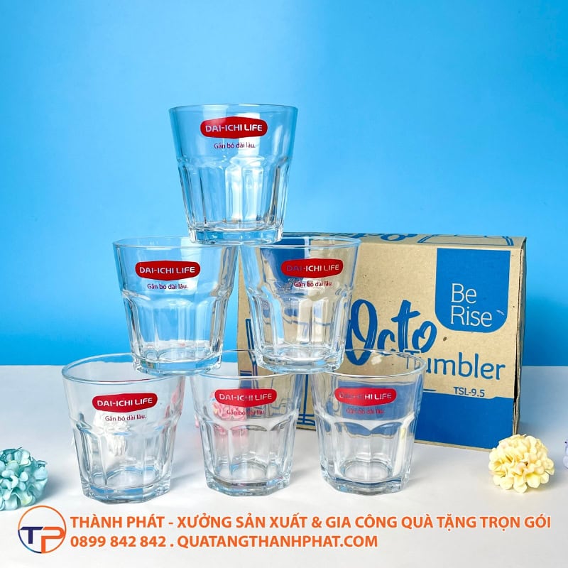 Bộ Bình Ly Thuỷ Tinh In Logo Lt20 29 Ly thuy tinh ngan canh in logo lt10 hien dai