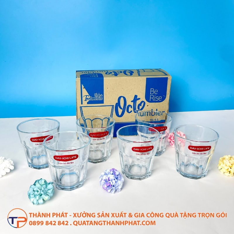 Ly Thủy Tinh Ngấn Cạnh In Logo Lt10 18 Ly thuy tinh ngan canh in logo lt10 sang trong