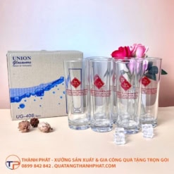 Ly thuỷ tinh ống cao in logo doanh nghiệp lt13