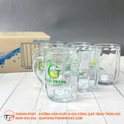 Ly Thuỷ Tinh Quai Chữ C Bầu Sọc In Logo Lt14 13 Ly thuỷ tinh quai chữ c bầu sọc in logo lt14 - ảnh 2