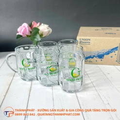 Ly Thuỷ Tinh Quai Chữ C Bầu Sọc In Logo Lt14 14 Ly thuỷ tinh quai chữ c bầu sọc in logo lt14 - ảnh 3