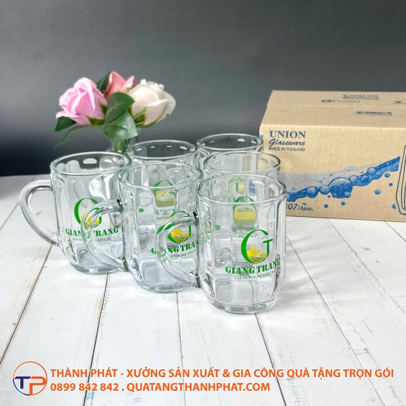 Ly Thuỷ Tinh Quai Chữ C Bầu Sọc In Logo Lt14 16 Ly thuy tinh quai chu c bau soc in logo lt14 hien dai