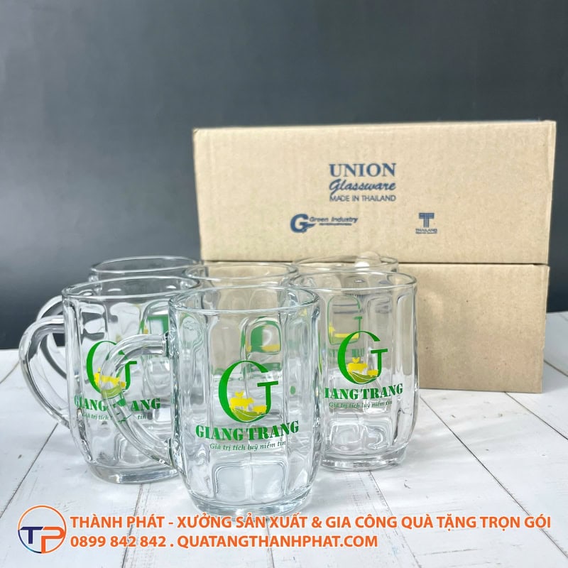 Ly Thuỷ Tinh Quai Chữ C Bầu Sọc In Logo Lt14 19 Ly thuy tinh quai chu c bau soc in logo lt14 sang trong