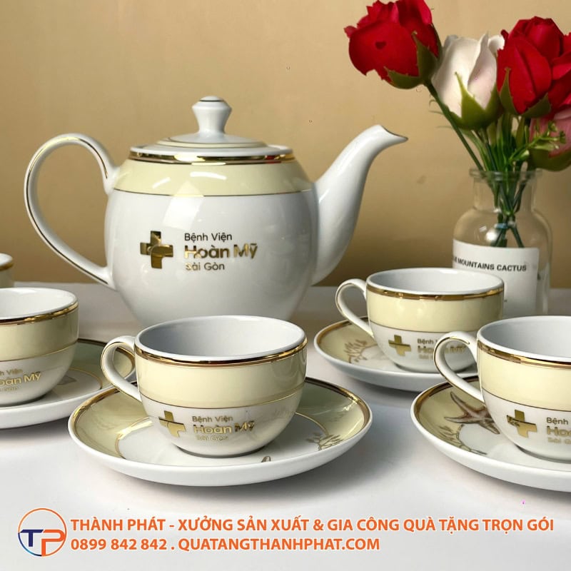 Bộ Ấm Trà Chỉ Vàng In Logo 21 Bo am tra chi vang in logo cao cap