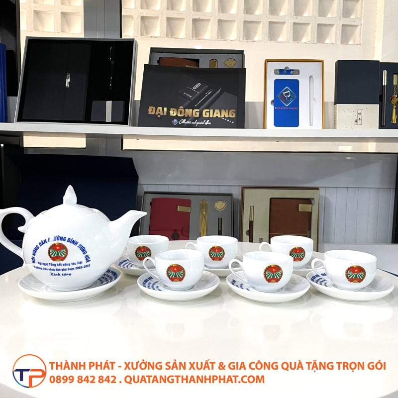 Bộ Ấm Trà Nắp Ngọn Lửa In Logo 26 Bo am tra nap ngon lua cao cap