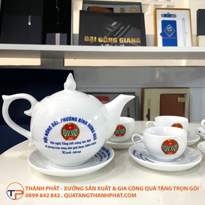 Bộ Ấm Trà Nắp Ngọn Lửa In Logo 24 Bo am tra nap ngon lua sang trong
