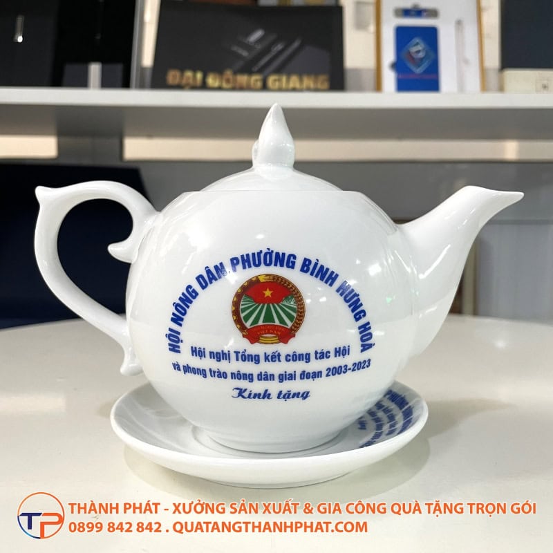 Bộ Ấm Trà Nắp Ngọn Lửa In Logo 23 Bo am tra nap ngon lua tinh te